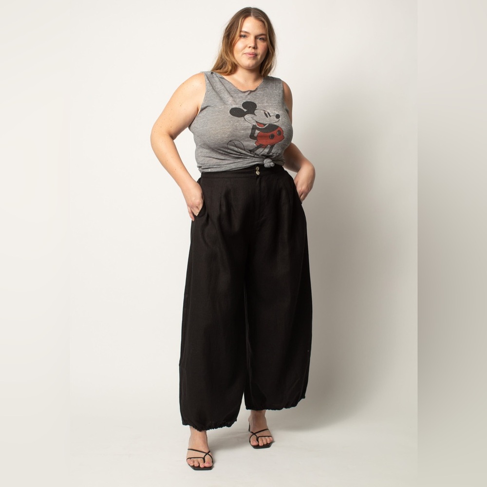 New Selva Negra Rita Barrel Pant 100% Linen Size 14 Black - Picture 13 of 16